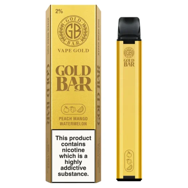 Gold Bar Disposable Vape 600 Puffs E-cig Peach Mango Watermelon