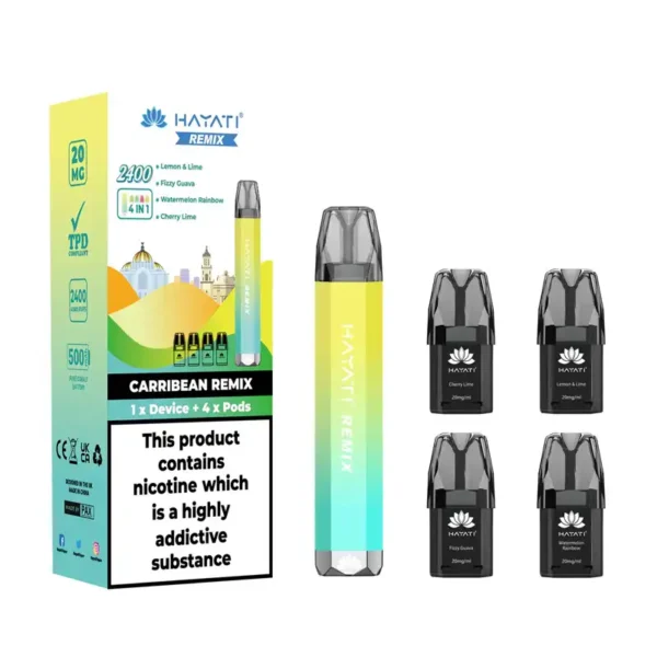 Hayati Remix 2400 Puffs 4 in 1 Disposable Vape Pod Kit Carribean Remix