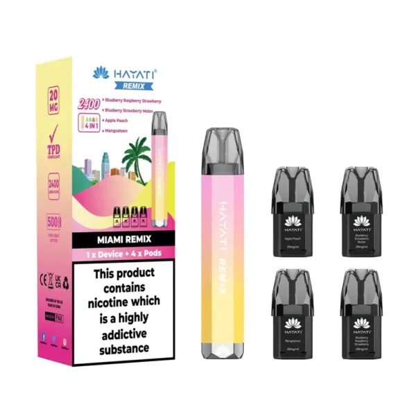 Hayati Remix 2400 Puffs 4 in 1 Disposable Vape Pod Kit Miami Remix